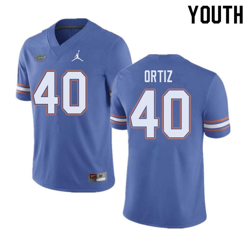 Youth NCAA Florida Gators Marco Ortiz #40 Stitched Authentic Jordan Brand Blue College Football Jersey VMU6065GN